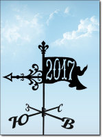 Большой Флюгер Флаг с годом постройки дома 2017 (силуэт №6) 